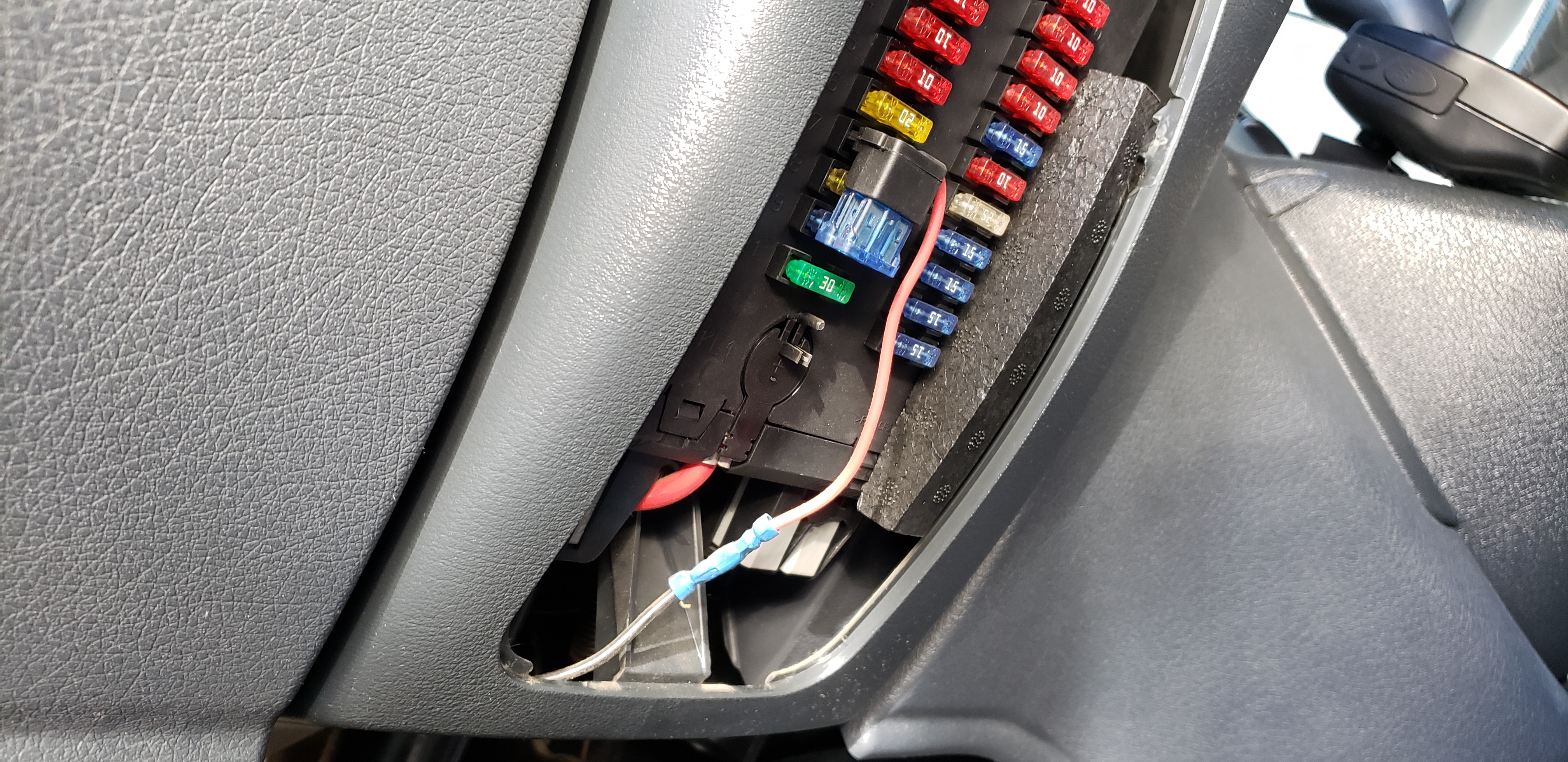 Power to box from add-a-circuit piggyback fuse under steering wheel