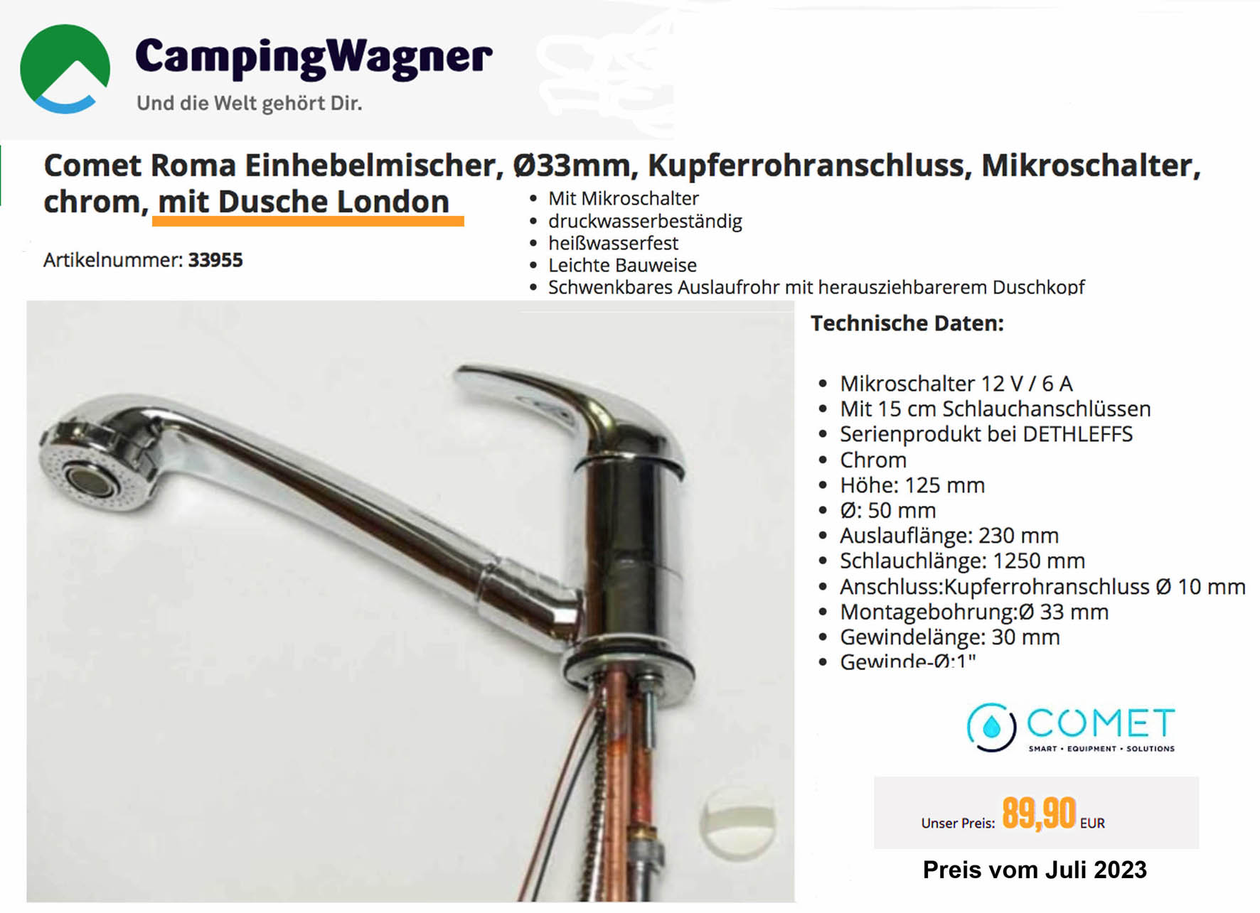 Den Wasserhahn konnte man ohne Probleme ersetzen